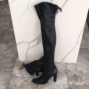 STUART WEITZMAN Black STRETCH REAL LEATHER THIGH HIGH BOOTS SIZE 12